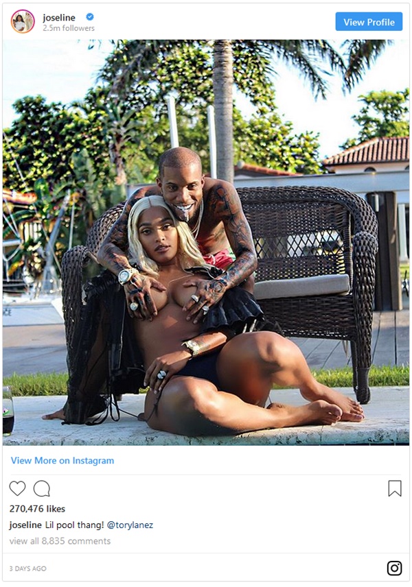 Joseline Hernandez + Tory Lanez Cozy Up Poolside